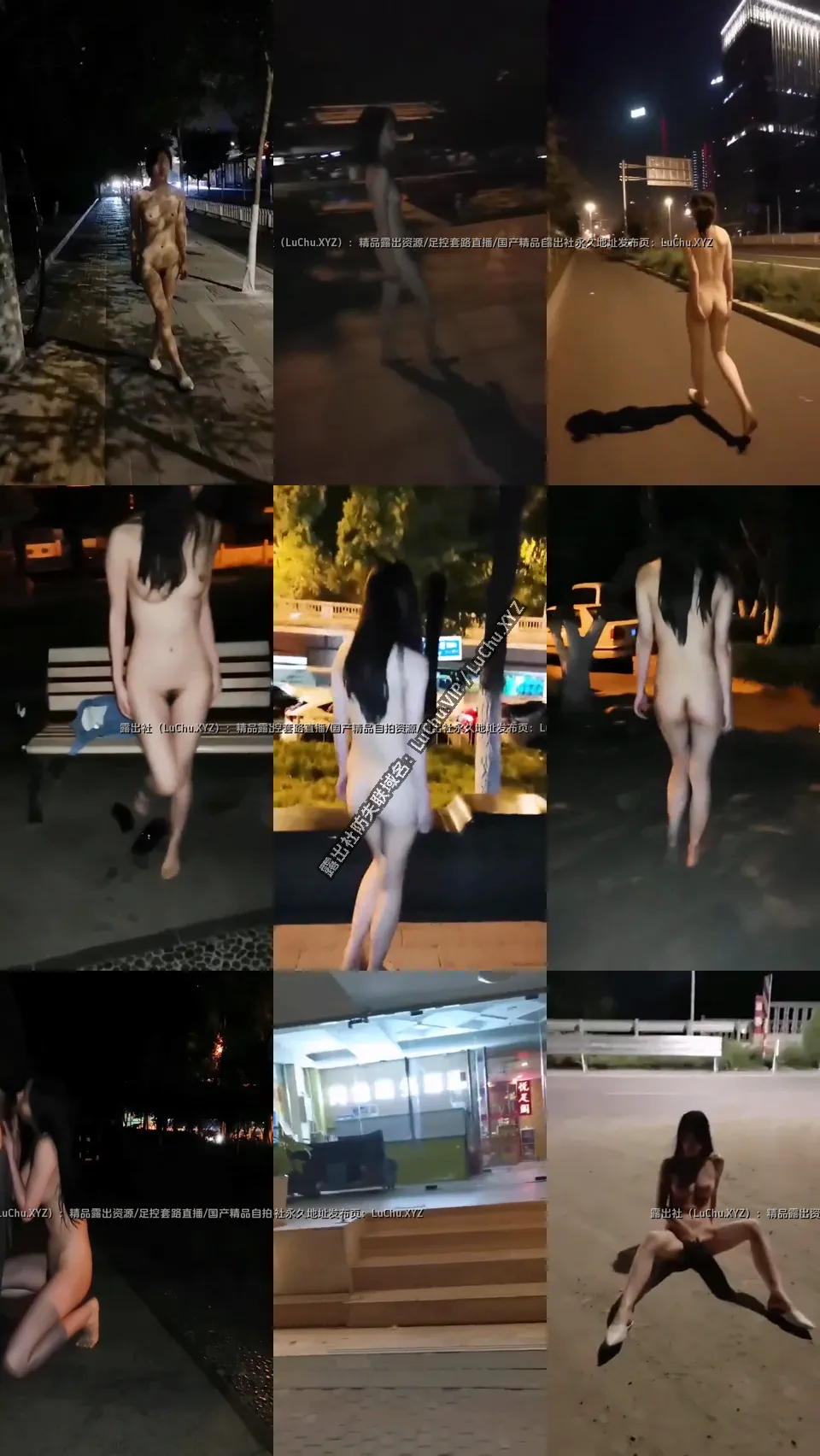 全裸走在大街上，红绿灯路口自慰，身后还有人，是真的大胆