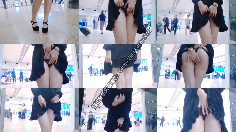 #人前 在车站偷偷露出自己的奶子和内裤，人来人往超级多人