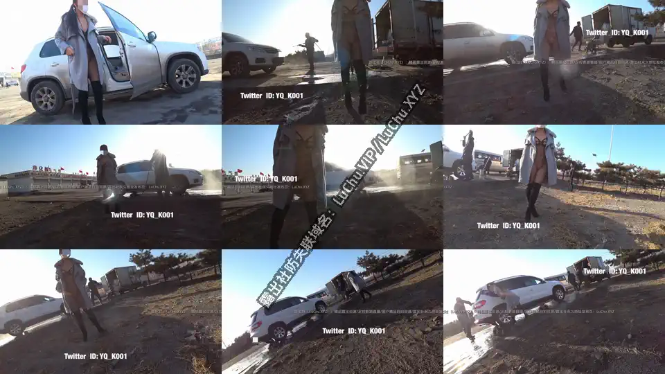 带着淫妻洗车，大衣里面穿着镂空网袜在洗车工边上露出 #人前