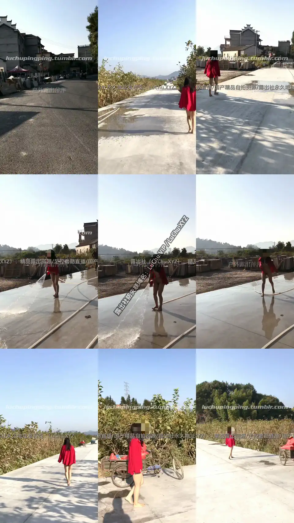 萍萍pinkpigbb 在村里不穿内裤光着腚到处跑