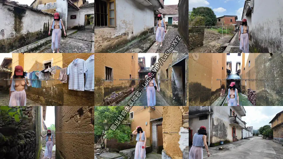 #小K 穿着镂空白丝裙在农村惬意散步，遇到过路的大爷还假装问问路，奶子全露出来了 #人前